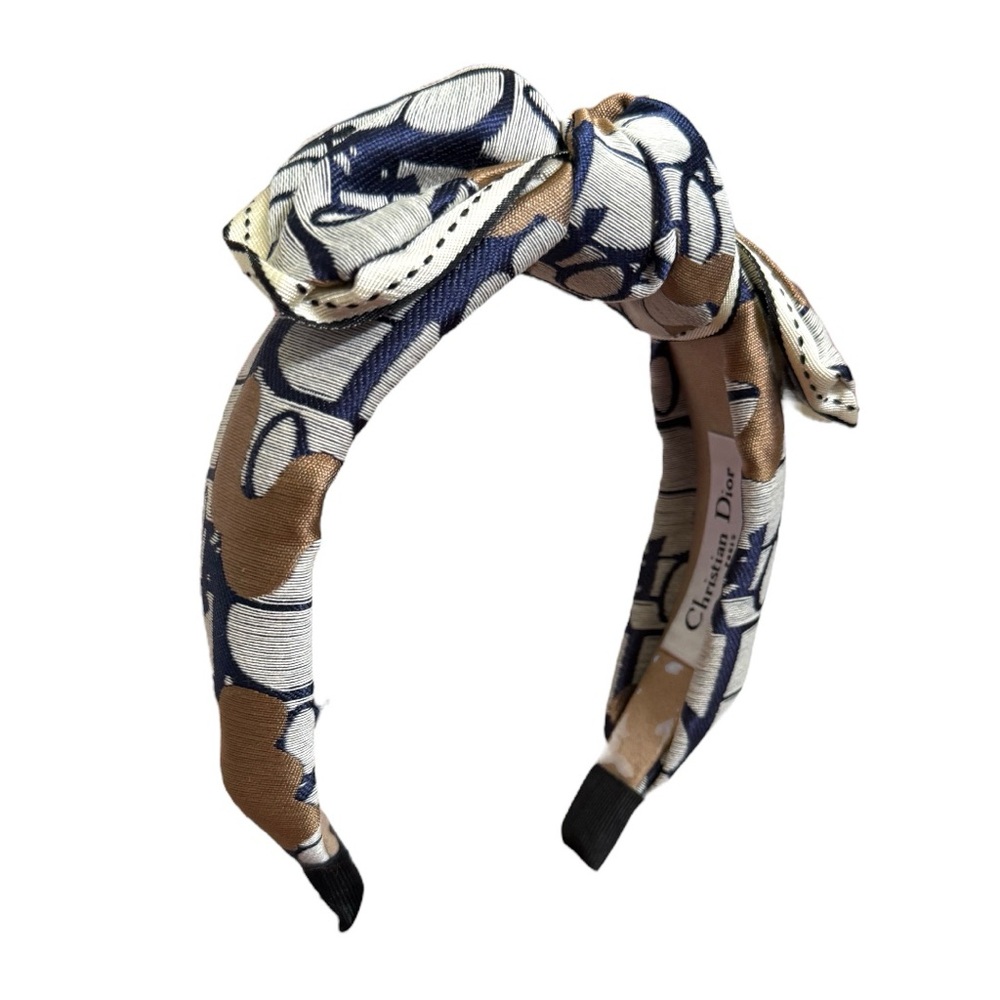 DIOR NEW Elegant Navy Blue & Gold Dior Patterned Headband